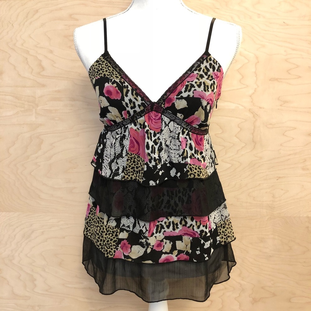 NWT Express Flirty Floral Tiered Layer Top Size 4